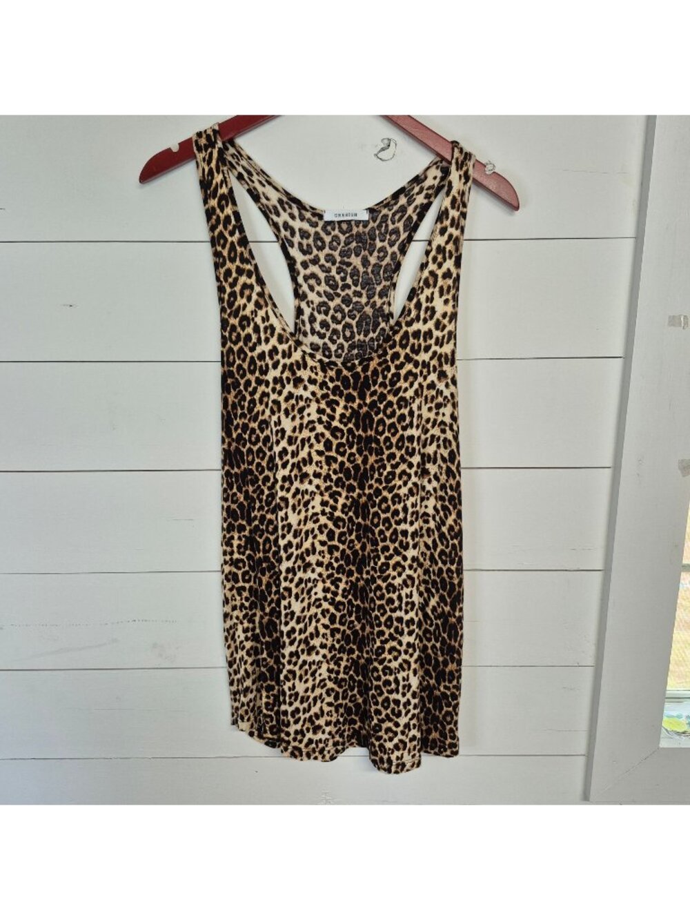 Leopard Print Racerback Tank Top By Cherish Size L Made In USA
